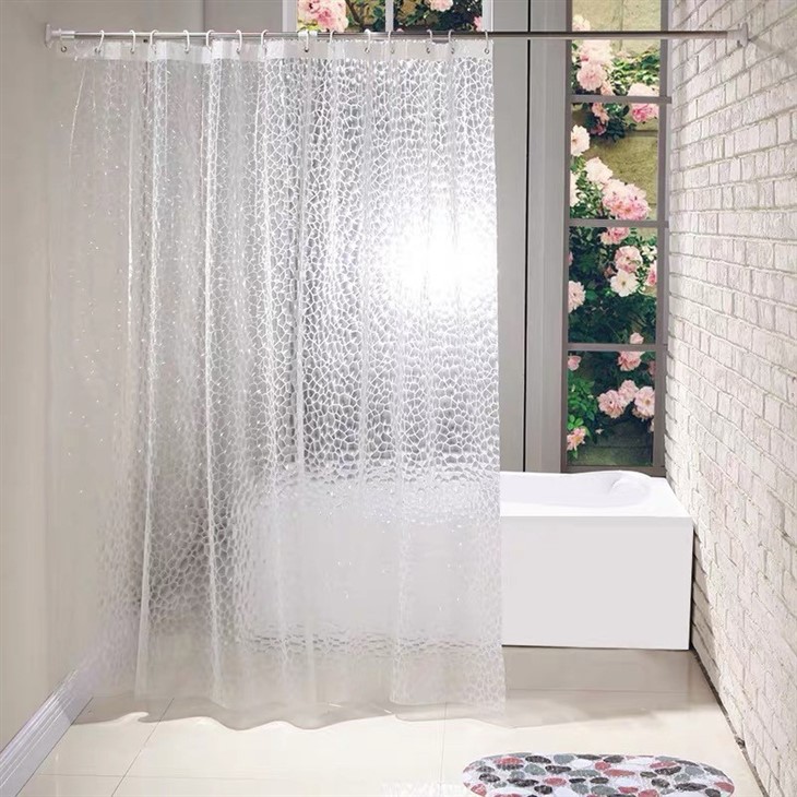 3D Water Cube Translucent Shower Curtain Waterproof Curtain Anti-stick Body Thickened Anti-mold Curtain Bathroom