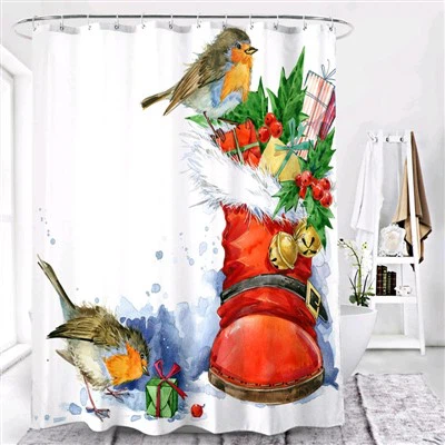 Kalėdinio stiliaus dušo užuolaidos Skaitmeninės spaudos poliesterio dušo užuolaidos