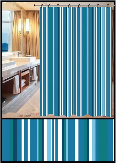 „Hotel PE“ vienkartinės dušo užuolaidos vandeniui atsparios juostelės serijos raštas